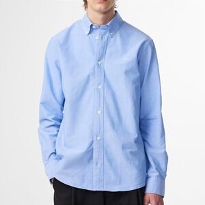 NN07 Regular Fit Classic Oxford Button Down Shirt M Blue 100% Cotton Long Sleeve